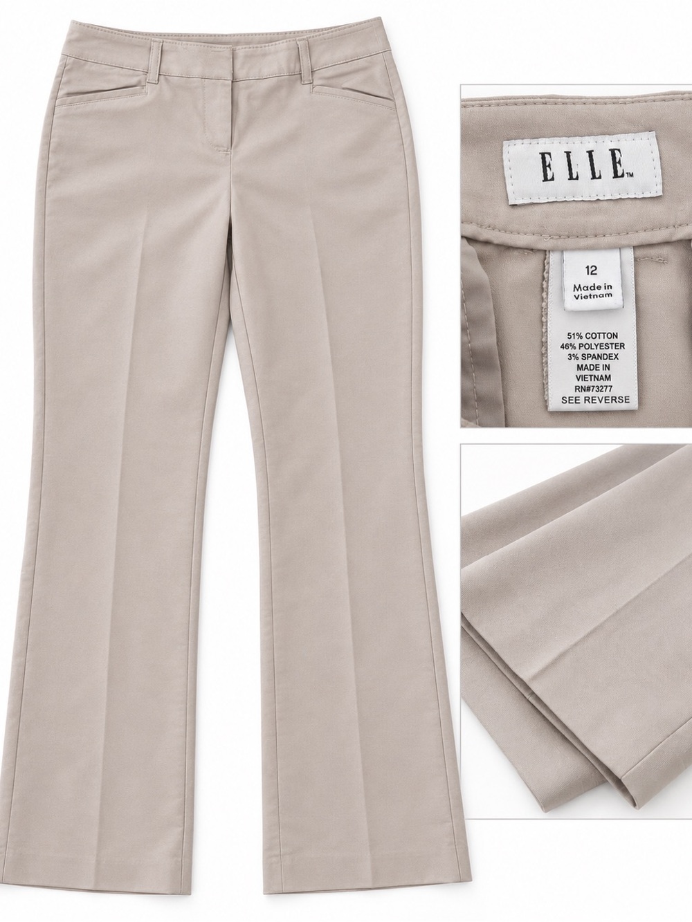 ELLE Taupe Stretch Bootcut Pants